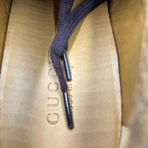Men’s Gucci wool Shearling lace up shoes size 8, made in Italy - Picture 7 of 9